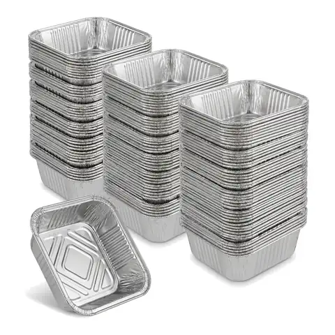 No1 Aluminium Container, a pack in front with more packs stacked behind, foil container, foil tray