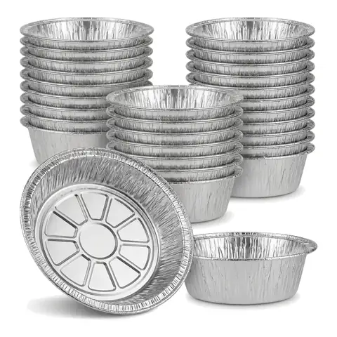 No12 7" Round Aluminium Container, a pack in front with more packs stacked behind, foil container, foil tray
