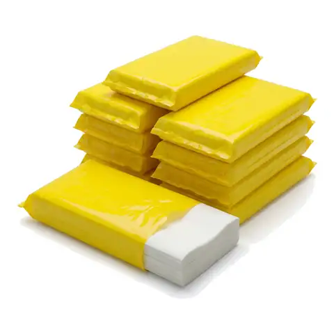 FC1 Chicken Box grease Liner 7x14", a pack in front with more packs stacked behind, fried chicken box, chicken bucket