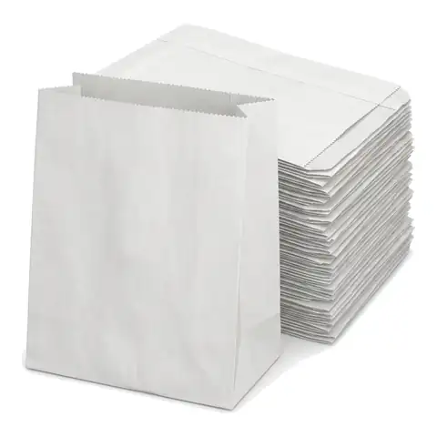 12x12 White Kraft Bag, a pack in front with more packs stacked behind, paper bag, greaseproof bag