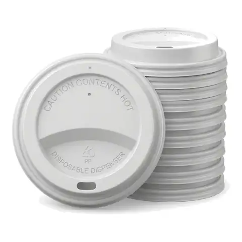 8oz White Coffee Cups Lids, a pack in front with more packs stacked behind, paper cup, hot drink cup