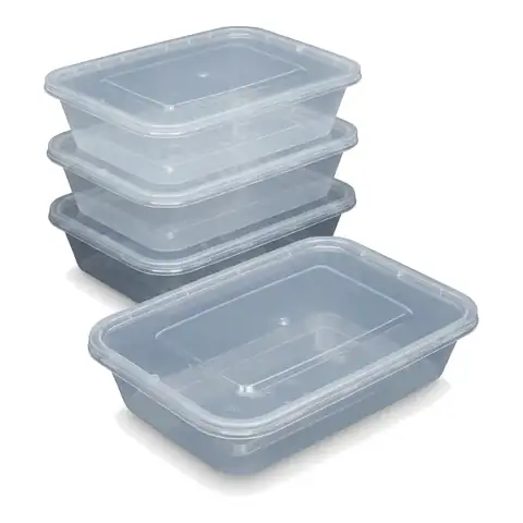 500ml Heavy Duty Microwavable Container, a pack in front with more packs stacked behind, microwave container, plastic takeaway container