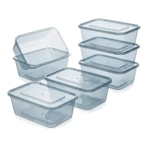 650ml Heavy Duty Microwavable Container, a pack in front with more packs stacked behind, microwave container, plastic takeaway container