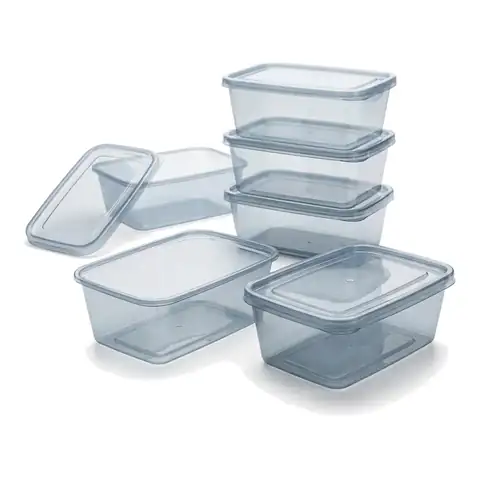 750ml Heavy Duty Microwavable Container, a pack in front with more packs stacked behind, microwave container, plastic takeaway container