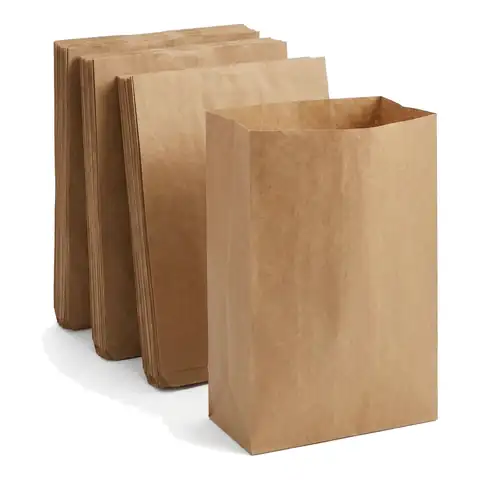 Large Brown Grab Bags 33×17.8×45.7 cm, a pack in front with more packs stacked behind, paper bag, kraft bag