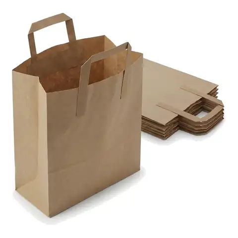 Medium Brown Kraft Paper Bag, a pack in front with more packs stacked behind, kraft bag, brown paper bag