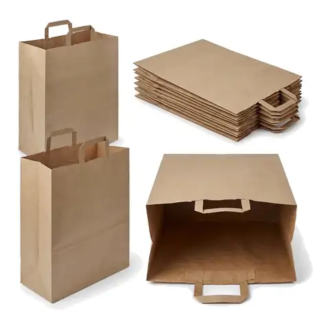 Large Brown Kraft Paper Bag, a pack in front with more packs stacked behind, kraft bag, brown paper bag