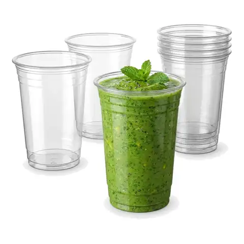 16oz Smoothie Milkshake Cups shown with a green smoothie, smoothie cup, cold drink cup
