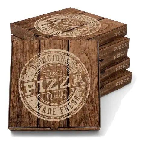 14" Printed Brown Pizza Box, case of 40