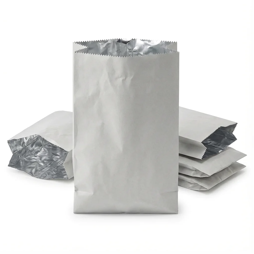 White foil lined paper bag for kebabs and hot wraps