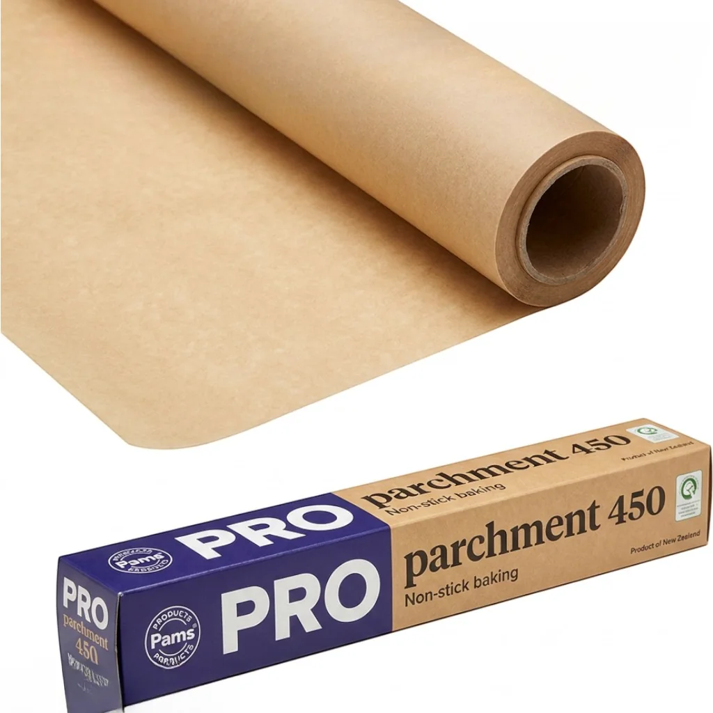 Roll of natural brown baking parchment paper