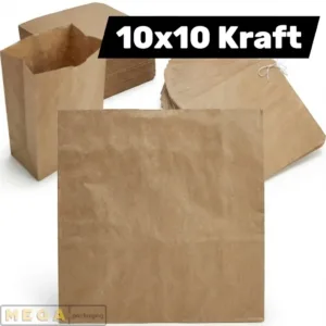 Kraft Bag 10x10 inch x1000 brown paper bags 10x10 flat food bag strung bakery sandwich bag 35-40 GSM natural Kraft 1000 pack bulk wholesale UK