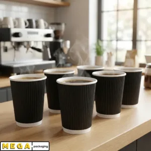 Black Coffee Cup 12oz x500 disposable paper coffee cup 500 pack bulk wholesale cafe restaurant takeaway hot beverage cup