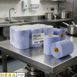 Blue Roll 150M x6 centrefeed industrial paper towel blue embossed absorbent cleaning wiping 6 rolls