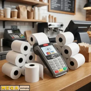 Thermal Till Roll Small x50 57x40mm BPA-free thermal paper 55-58 GSM 11-12m length 12.7mm core white receipt rolls UK