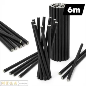 Bio Paper Straw 6M x250 biodegradable paper straw 6mm standard bore drinking straw 197mm length 3-ply kraft paper compostable eco-friendly 250 pack bulk wholesale UK
