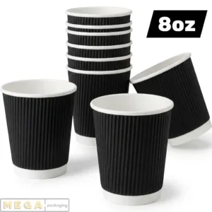 Black Coffee Cup 8oz x500 disposable paper coffee cup 500 pack bulk wholesale cafe restaurant takeaway hot beverage cup small