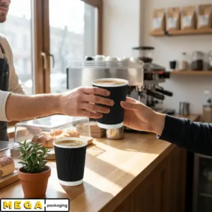 Black Coffee Cup 8oz x500 disposable paper coffee cup 500 pack bulk wholesale cafe restaurant takeaway hot beverage cup small