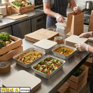 Lid - 9x9 x200 silver foil-laminated board kraft 225mm square secure-fit leak-resistant recyclable food-grade takeaway UK