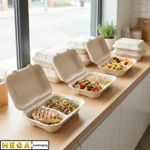 Bagasse Containers 9x9" 2 Compartment - BB2 x200