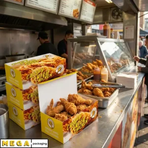 Chicken Box - FC0 x400 small fried chicken box white paperboard grease-resistant ventilation holes takeaway fast food UK