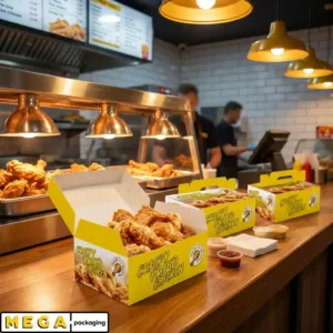 Chicken Box - FC1 x300 medium fried chicken box white paperboard grease-resistant ventilation holes takeaway fast food UK