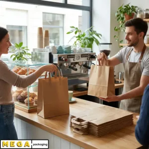 Paper Bag - Medium x250 kraft paper flat handles brown recyclable biodegradable retail gift packaging boutique