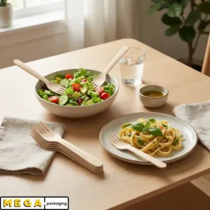 Wooden Fork x1000 birchwood cutlery 6.3 inch eco-friendly biodegradable 1000 pack bulk wholesale catering restaurant sustainable