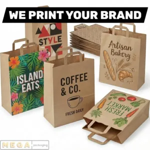 Paper Bag custom printed paper bags kraft white coloured twisted flat rope handles branding logo