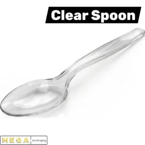 Reusable Plastic Spoon x1000 transparent clear strong PP polypropylene cutlery 1000 pack bulk wholesale catering restaurant