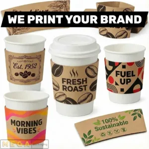 Brown Coffee Cup Sleeves corrugated cardboard kraft paper heat insulation recyclable biodegradable