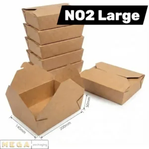 Large Kraft Box No2 1500ml natural brown recyclable food container hinged lid