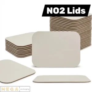 Lid - No2 x1000 silver foil-lined board polyboard 140mm 115mm secure-fit leak-resistant recyclable food-grade takeaway UK