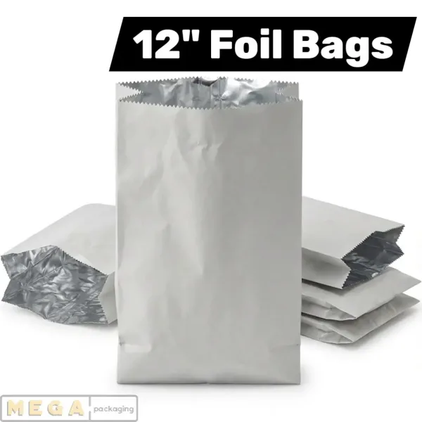 Foil Bag x500 insulated foil lined paper bags 500 pack 7x9x12 inches heat retention hot food takeaway kebab burger UK