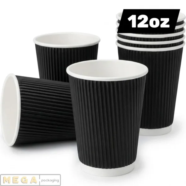 12oz black ripple coffee cups