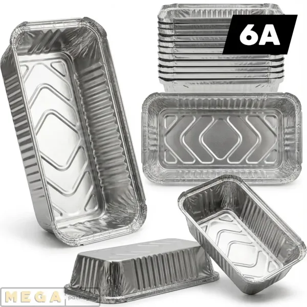 Aluminium Container - 6A x500 silver foil 700ml rectangular oven-safe freezer-safe recyclable food-grade takeaway UK