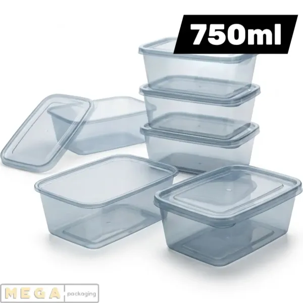 Micro Container 750ml x250 microwave safe plastic food storage container clear transparent heavy duty 250 pack bulk wholesale