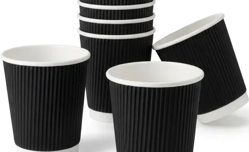 8oz black ripple coffee cups