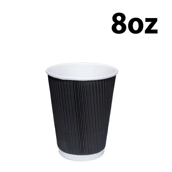 8oz black ripple cups plain