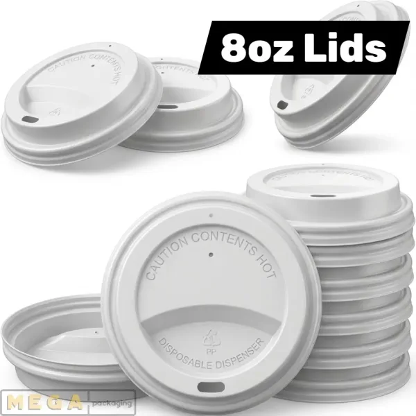 White Lid 6/8oz x1000 disposable coffee cup lid 80mm sip-through travel lid 1000 pack bulk wholesale cafe restaurant takeaway hot beverage lid