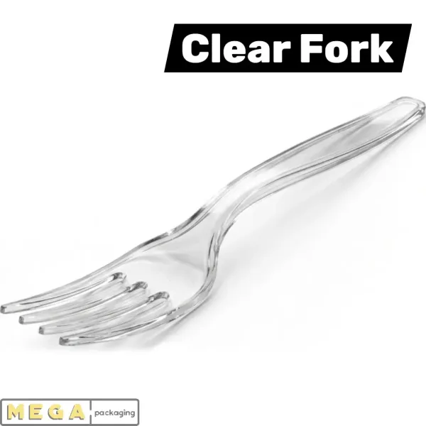 Reusable Plastic Fork x1000 transparent clear strong PP polypropylene cutlery 1000 pack bulk wholesale catering restaurant