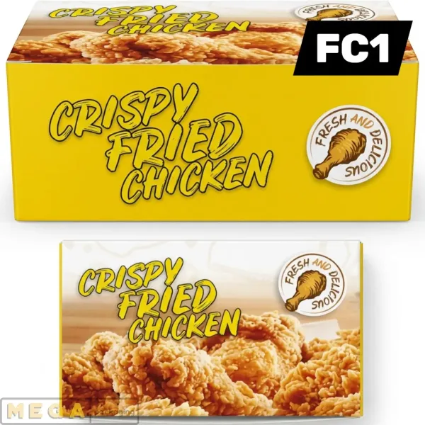 Chicken Box - FC1 x300 medium fried chicken box white paperboard grease-resistant ventilation holes takeaway fast food UK
