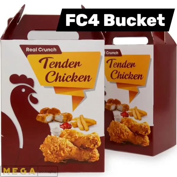 Bucket Chicken Box - FC4 x100 family party size bucket white paperboard grease-resistant ventilation takeaway fast food UK