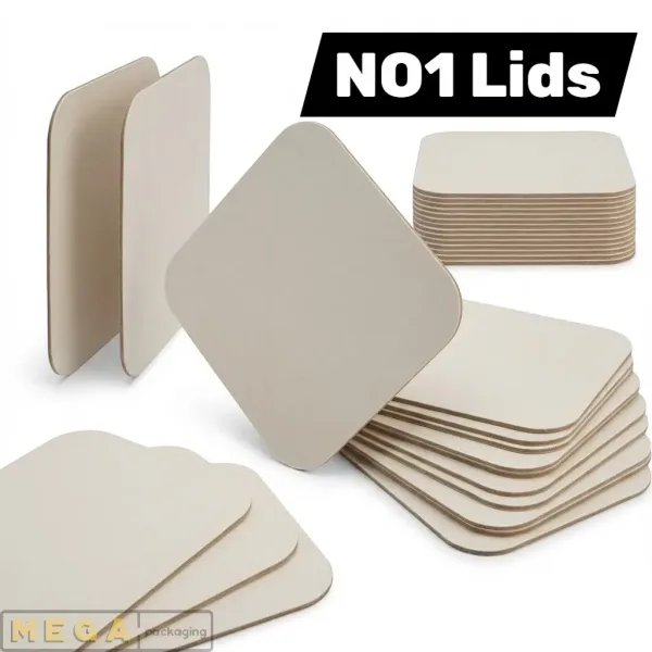 Lid - No1 x1000 white foil-lined board polyboard 120mm 95mm secure-fit leak-resistant recyclable food-grade takeaway UK