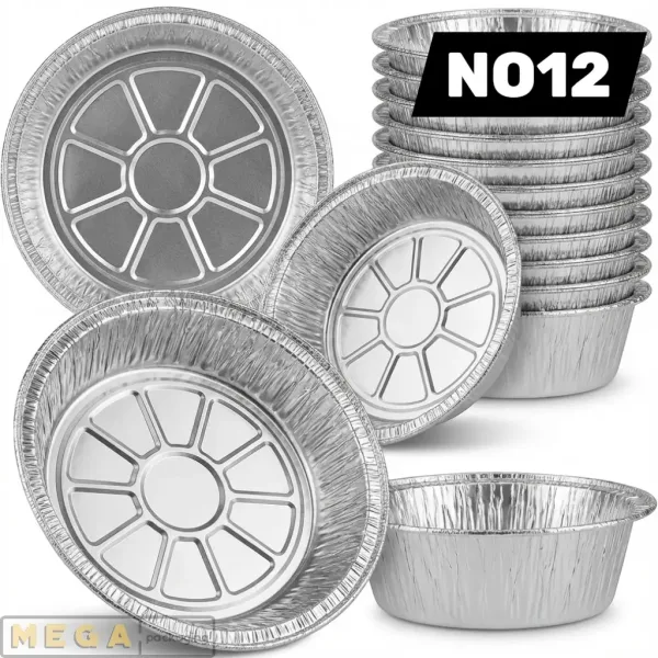 Round Aluminium Container - No12 x400 silver foil 920ml circular oven-safe freezer-safe recyclable food-grade takeaway UK