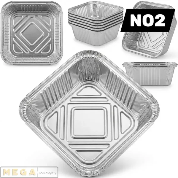 Aluminium Container - No2 x1000 silver foil 450ml rectangular oven-safe freezer-safe recyclable food-grade takeaway UK