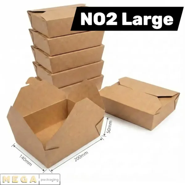 Large Kraft Box No2 1500ml natural brown recyclable food container hinged lid