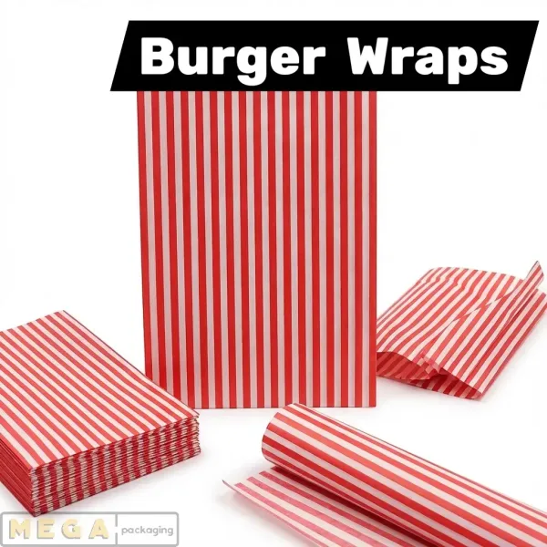 Burger Wrap Red 2kg red gingham checkered greaseproof paper 250mm x 320mm 1000 sheets food wrap basket liner fast food UK