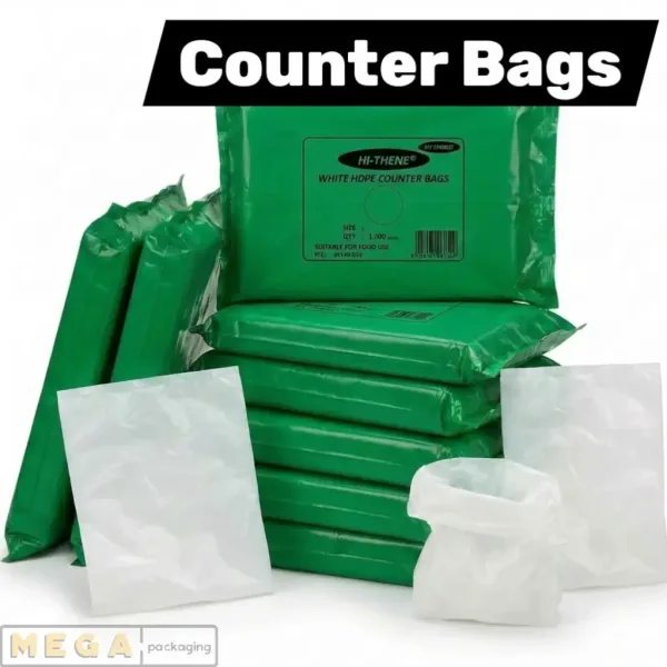 HDPE Counter Bag x1000 white flat counter bags 1000 pack 10x12 inches 10 microns food safe retail butcher deli UK