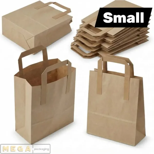 Paper Bag - Small x250 kraft paper twisted handles brown recyclable biodegradable retail gift packaging